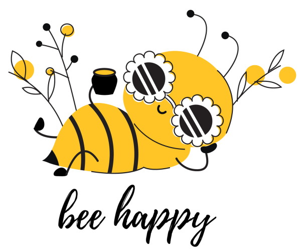 Bienen Grafik - Sei glücklich wie eine Biene