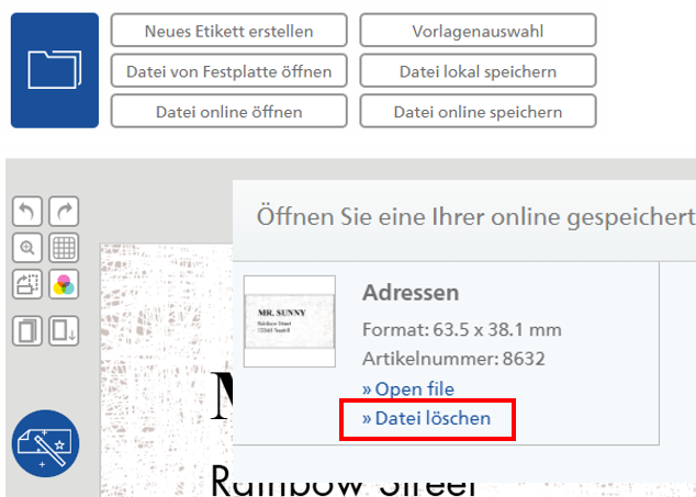 Datei im Feld löschen