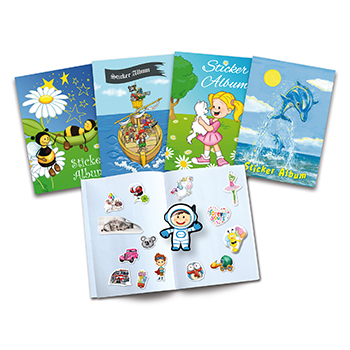 Gruppenbild-Stickeralben mit unterschiedlichen Motiven