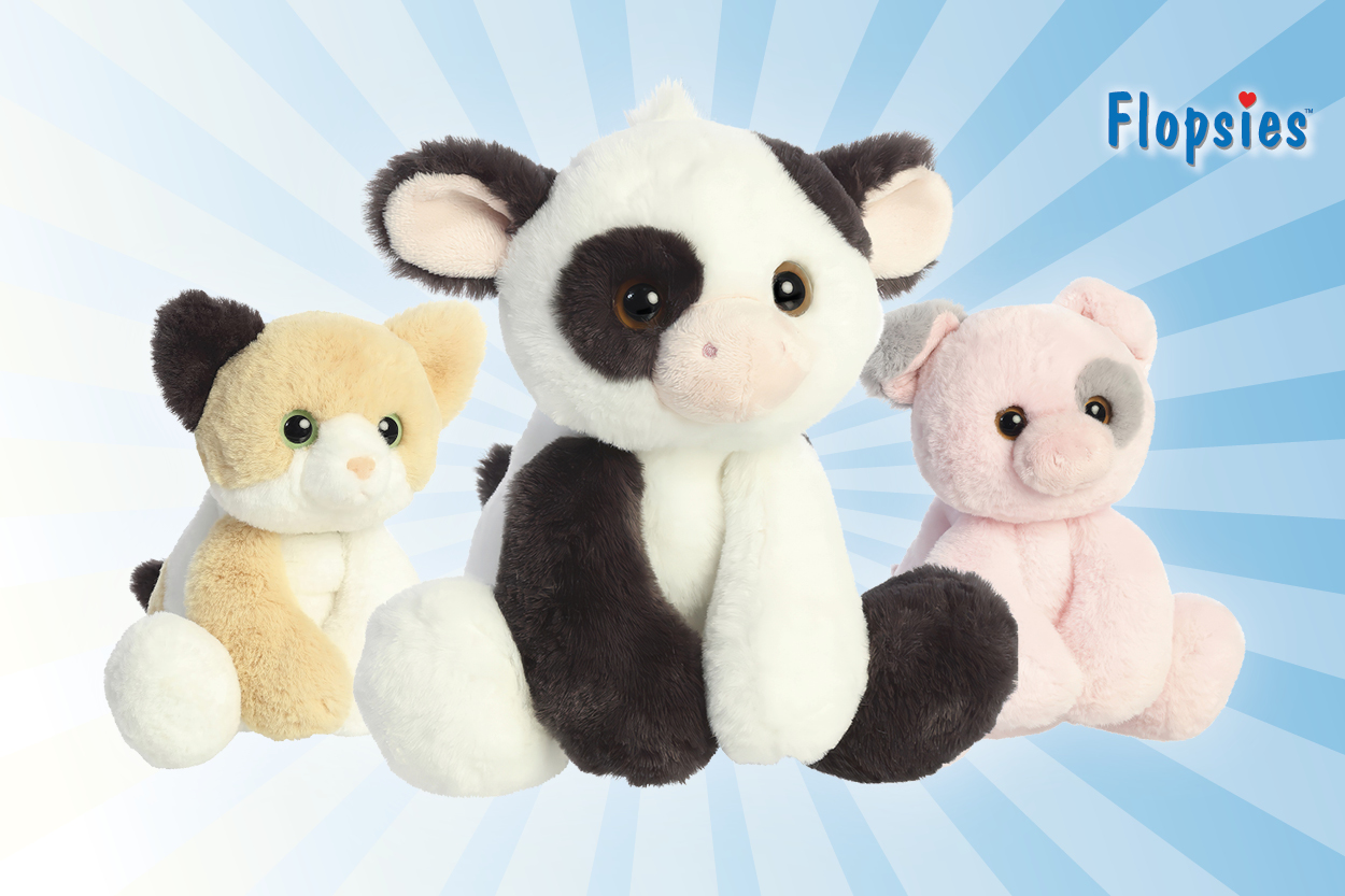 Katze, Kuh und Schwein als Plüschtier