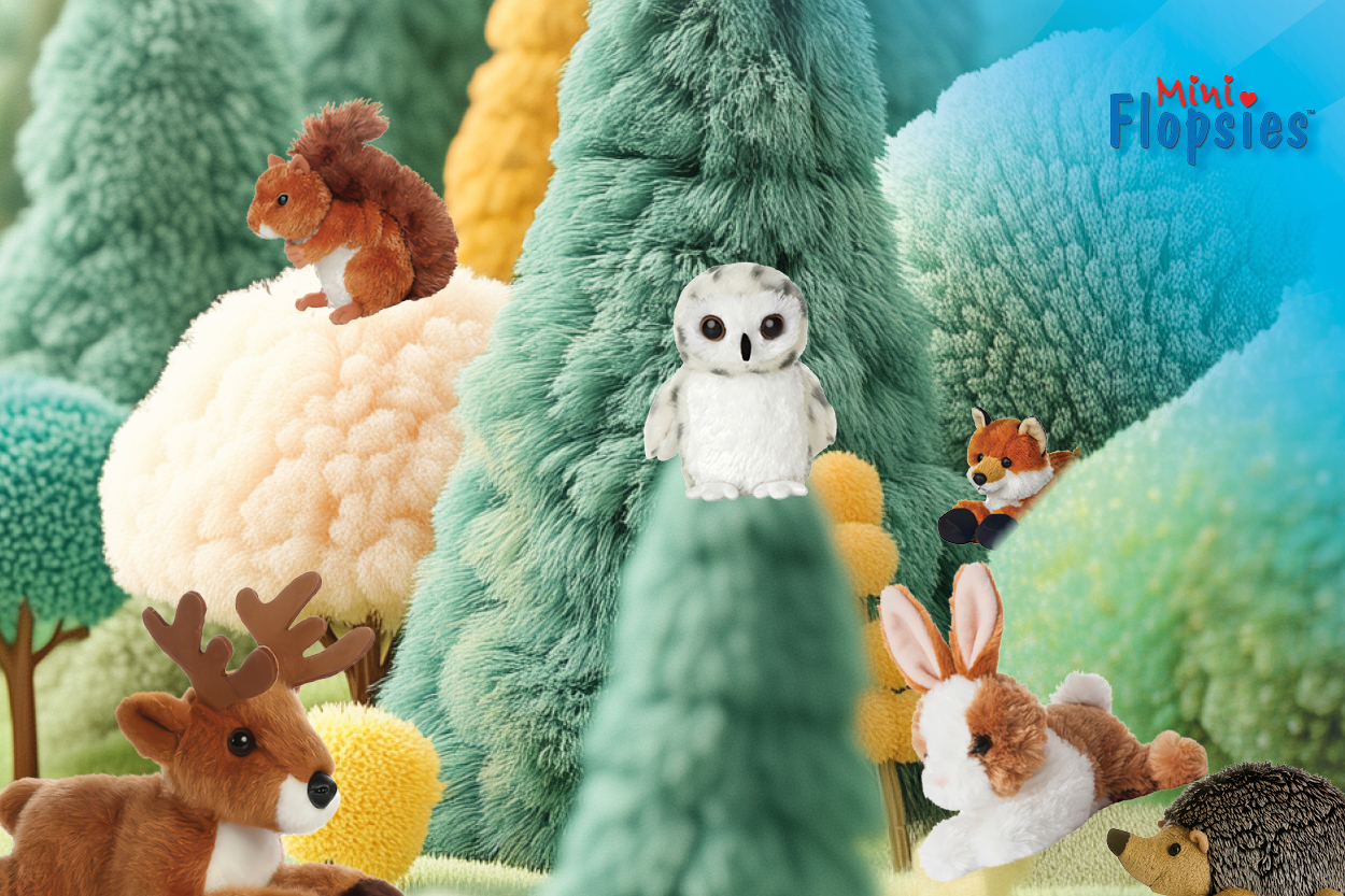 Waldtiere als Kuscheltiere im Wald" 

This phrase is already in German, and it translates to "Forest animals as cuddly toys in the forest." If you would like a rephrased version for clarity or fluency, it could be: "Waldtiere, die im Wald als Kuscheltiere dienen.