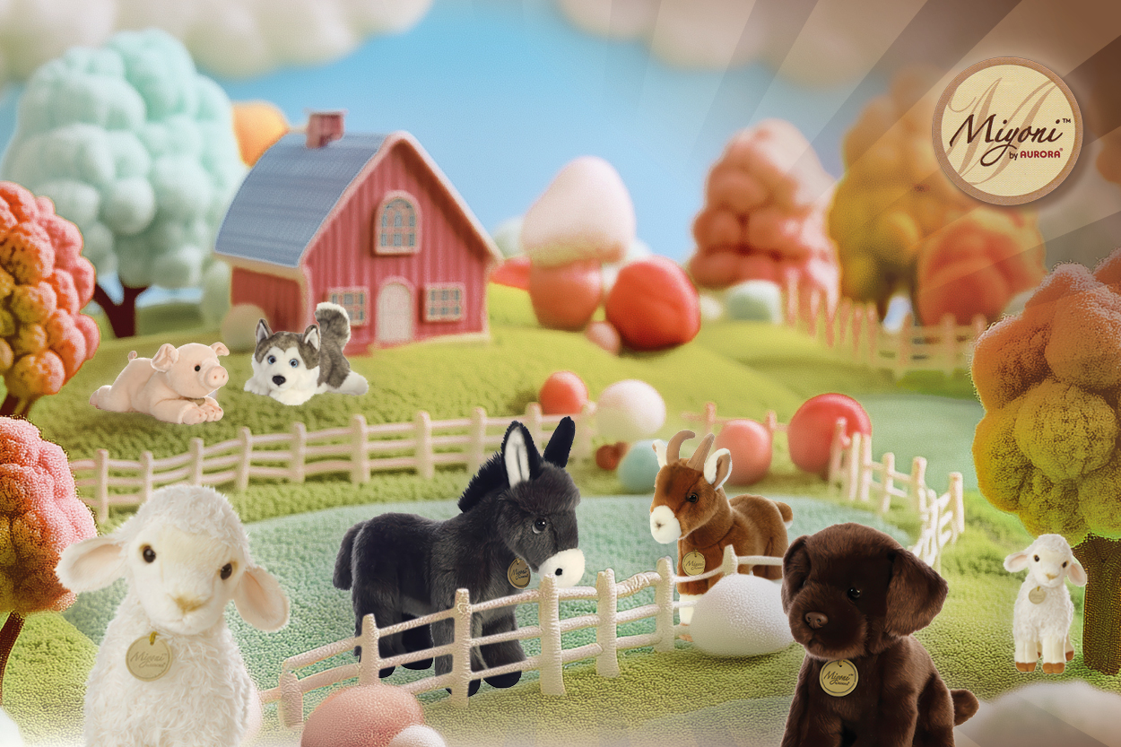 Haustiere als Kuscheltiere auf dem Bauernhof