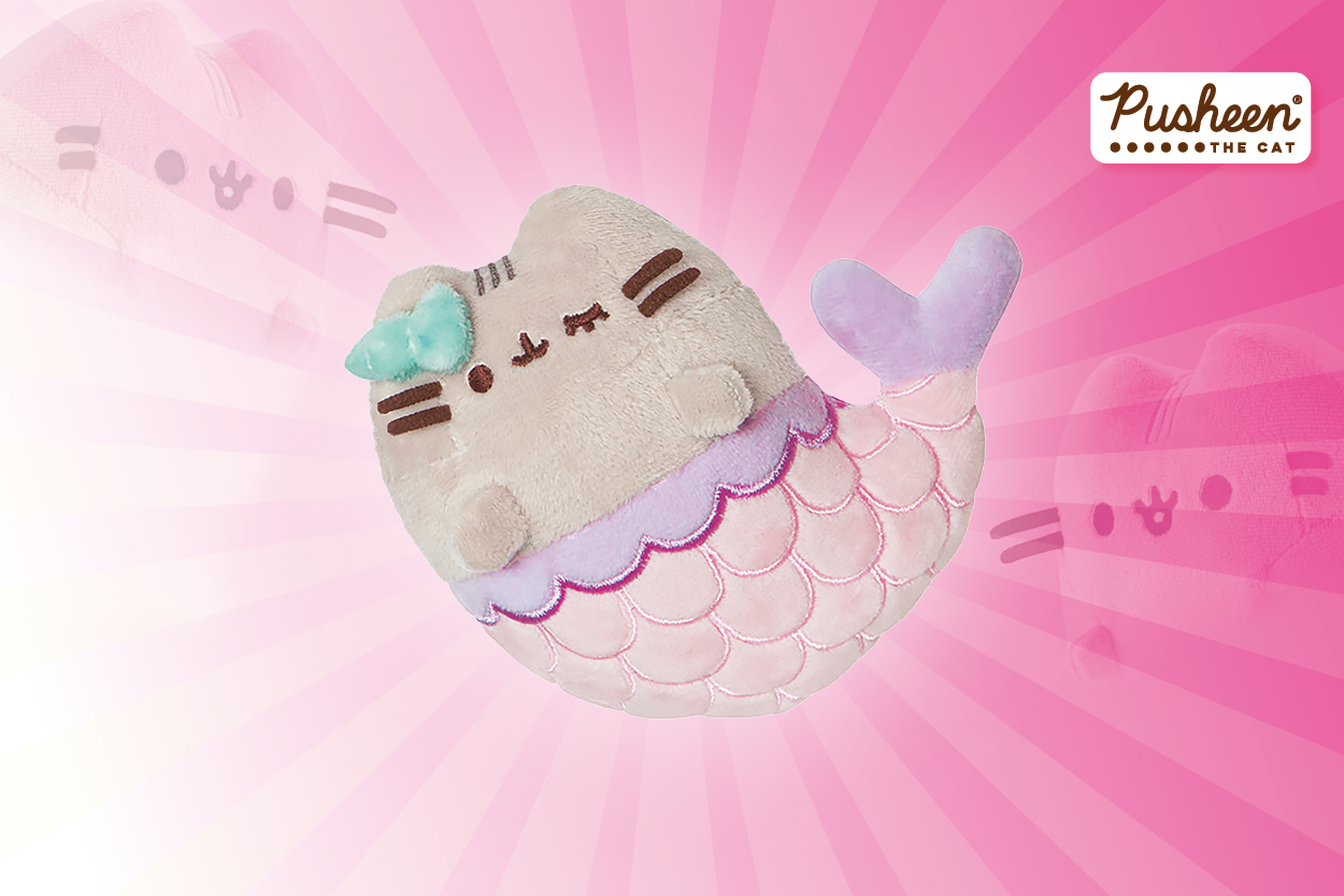 Pusheen-Nixe mit rosa Hintergrund