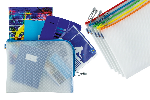 Universaltasche, gefüllt mit Schulmaterialien