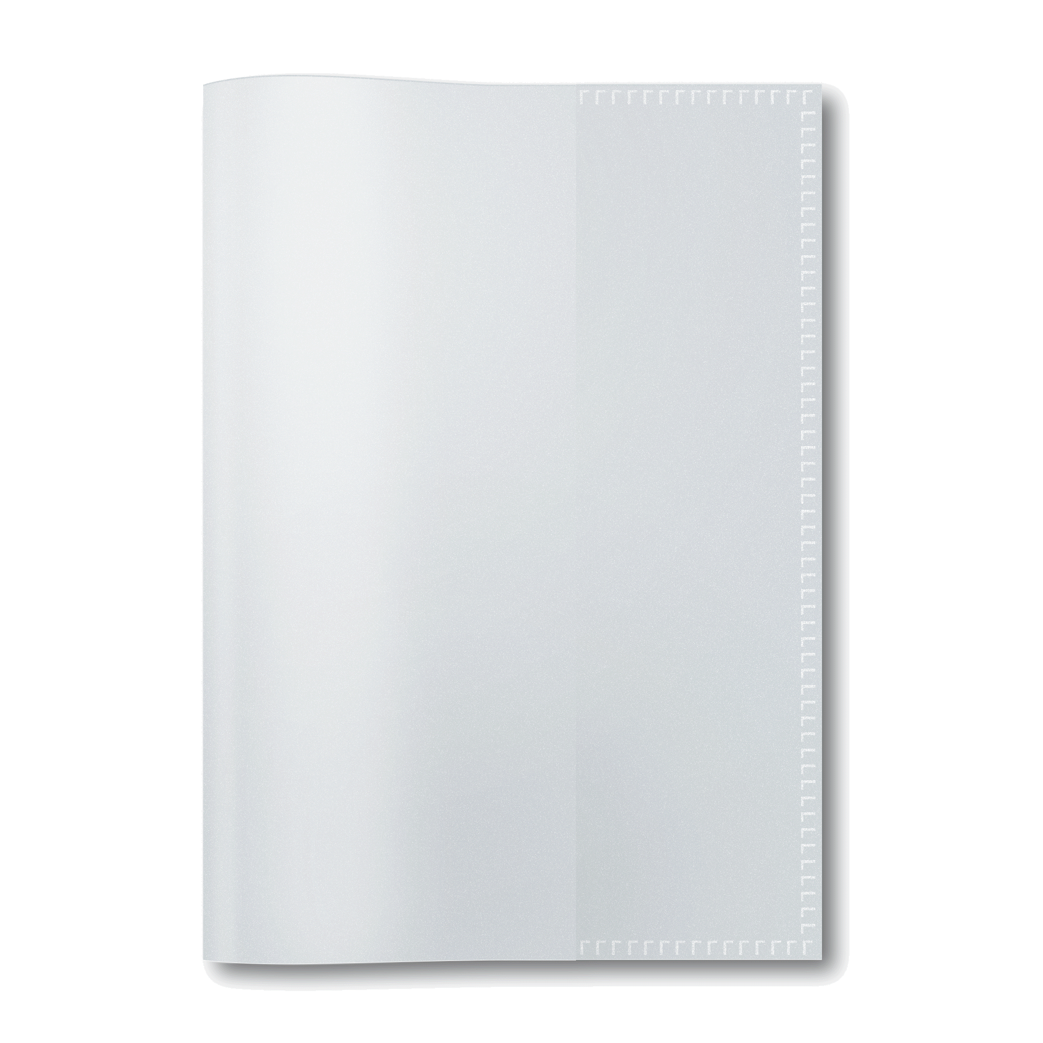 Leeres, offenes Notizbuch mit weißen Seiten und einer perforierten Kante auf der rechten Seite.