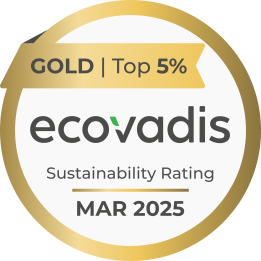Goldmedaille für Nachhaltigkeitsbewertung von EcoVadis, Top 5%, gültig bis März 2025.