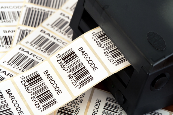 Thermoetiketten auf Rolle, bedruckt mit Barcodes