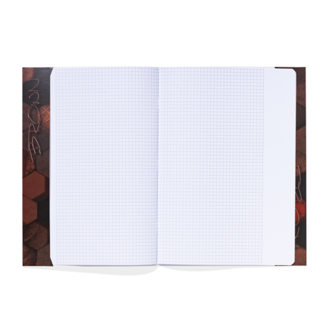 Leeres kariertes Notizbuch mit zwei offenen Seiten, bereit zum Schreiben oder Zeichnen.