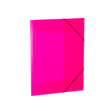 Ein leuchtend pinkfarbener Ordner mit elastischem Verschluss, der für die Aufbewahrung von Dokumenten geeignet ist.