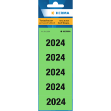 Grüne Etiketten mit der Aufschrift "2024", 60 x 26 mm, 5 x 20 Stück, permanent haftend, von der Marke HERMA.