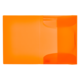 Transparente orangefarbene Mappe mit zwei Fächern, geeignet für die Aufbewahrung von Dokumenten oder Unterlagen.