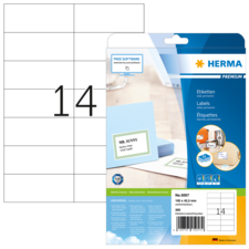 Etikettenpackung von Herma mit der Nummer 5057, zeigt ein Beispieletikett mit der Aufschrift "MR. SUNNY" und die Größe 105 x 42,3 mm.