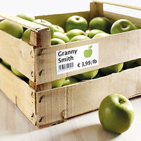 Anwendungsbeispiel Poweretikett auf Apfelkiste