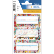 Bunte Etiketten auf einer Verpackung, mit Platz für Beschriftungen. Enthält mehrere Etiketten in verschiedenen Designs.