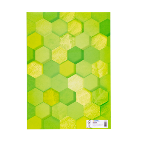 Sechseckige Muster in verschiedenen Grüntönen auf einem Hintergrund. Die Textur variiert zwischen matt und glänzend.