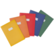 Fünf farbige Ordner in Gelb, Orange, Rot, Blau und Grün, jeweils mit einem Etikett auf der Vorderseite.