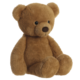 Ein brauner Teddybär mit runden Ohren und einem freundlichen Gesicht, sitzt aufrecht mit einem weichen, plüschigen Körper.
