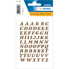Bogen mit goldenen Buchstabenaufklebern von A bis Z in verschiedenen Größen, verpackt in einer transparenten Hülle.