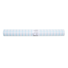 Rolle mit kariertem Papier, weiß mit blauen Linien, zur Verwendung in Zeichnungen oder als Bastelmaterial.