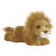 Plüschlöwe mit braunem Fell und einer auffälligen Mähne, liegt entspannt auf einer Oberfläche.