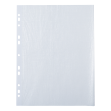 Leeres, weißes Blatt Papier mit gelochten Seiten, geeignet für Ordner oder Hefter.