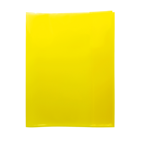 Ein leuchtend gelbes, transparentes Kunststoffblatt.