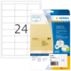Transparente Etiketten von Herma, Packung mit 600 Etiketten, inklusive Beispielblatt mit der Nummer 24.