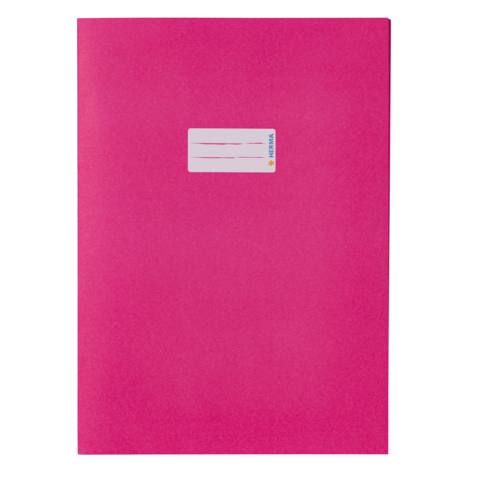 Rosa Ordner mit einem weißen Etikett, das Platz für Beschriftungen bietet.