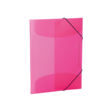 Ein pinkfarbener Ordner mit elastischem Verschluss, geeignet zur Aufbewahrung von Dokumenten oder Unterlagen.