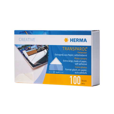 Selbstklebende Fot Ecken in einer Verpackung mit 100 Stück. Extra groß, aus Papier, geeignet für die Befestigung von Fotos.