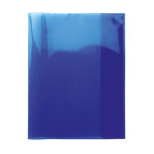 Blauer, transparenter Ordner mit einer glatten Oberfläche, geeignet zur Aufbewahrung von Dokumenten.