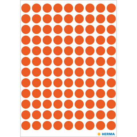 Ein Blatt mit vielen orangefarbenen, gleichmäßig verteilten Punkten auf weißem Hintergrund.