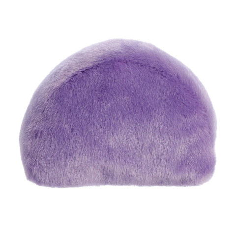Lila, weiche Tasche in halbrunder Form, ideal für Kosmetik oder kleine Utensilien.