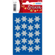 Blauer Stickerbogen mit 16 silbernen Sternen in verschiedenen Größen. Ideal für Dekoration und Bastelprojekte.