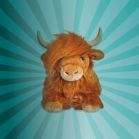 Blauer Strahlenhintergrund mit Highland-Rind von Aurora