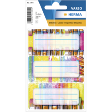 Bunte Etiketten mit leeren Zeilen zum Beschriften, verpackt in einer transparenten Hülle. Ideal für Organisation und Beschriftung.
