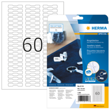 Ringetiketten-Packung mit 1500 Etiketten, Größe 44 x 10 mm, für Schmuckbeschriftung. Enthält kostenlose Software zur Erstellung von Etiketten.
