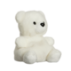 Weißer Plüschbär mit runden Ohren und schwarzen Augen, sitzt aufrecht mit einem neutralen Ausdruck.