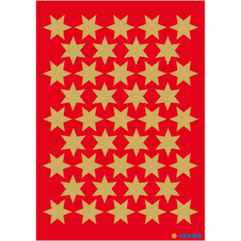 Ein roter Hintergrund mit einem Muster aus goldenen Sternen, gleichmäßig angeordnet in mehreren Reihen und Spalten.