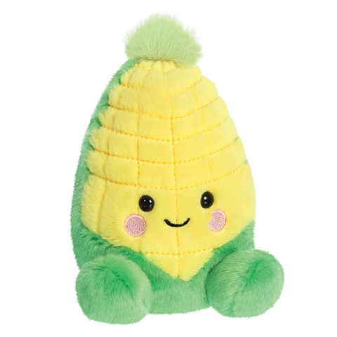 Plüschfigur in Form einer süßen, gelben Ananas mit grünen Details und einem lächelnden Gesicht.