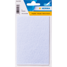 Feltpads in weißer Farbe, verpackt in einer transparenten Hülle mit blauer und gelber Beschriftung. Größe: 75x115 mm.
