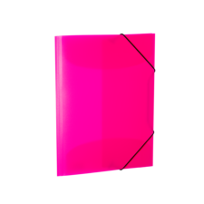 Ein leuchtend pinkfarbener Ordner mit elastischem Verschluss, der für die Aufbewahrung von Dokumenten geeignet ist.