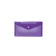 Lila Kunststoffmappe mit Druckknopfverschluss, ideal zur Aufbewahrung von Dokumenten oder Karten.