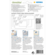 Produktverpackung von Herma mit verschiedenen Etikettenformaten und Anweisungen zur Verwendung. QR-Code und Website-Informationen sind ebenfalls enthalten.