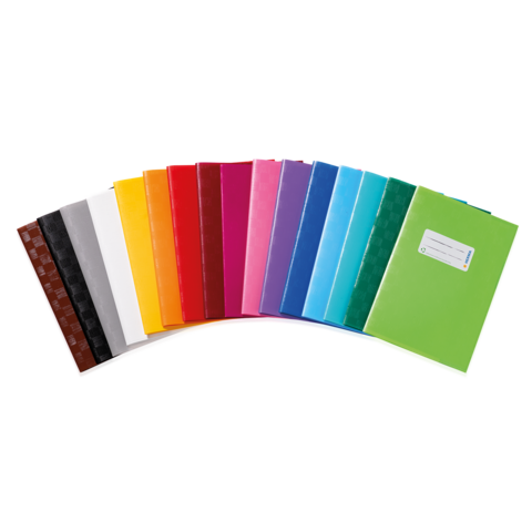 Bunte Ordner in verschiedenen Farben, angeordnet in einer Reihe. Die Farben umfassen Rot, Blau, Grün, Gelb und mehr.