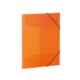 Oranger Ordner mit elastischem Verschluss, geeignet für die Aufbewahrung von Dokumenten und Unterlagen.