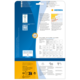 Rückseite einer Verpackung mit Informationen zu HERMA-Etiketten, einschließlich Softwarehinweis und Anleitungen zur Verwendung.