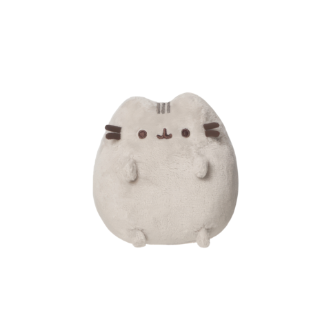 Runder, plüschiger Kater mit einem freundlichen Gesichtsausdruck und kleinen Pfoten, in hellen Farben gehalten.