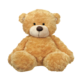 Ein großer, plüschiger Teddybär mit braunem Fell und einem freundlichen Gesichtsausdruck sitzt aufrecht.