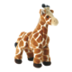 Plüschgiraffe mit braun-weißen Flecken, aufrecht stehend, mit einem freundlichen Gesicht und kleinen Hörnern.